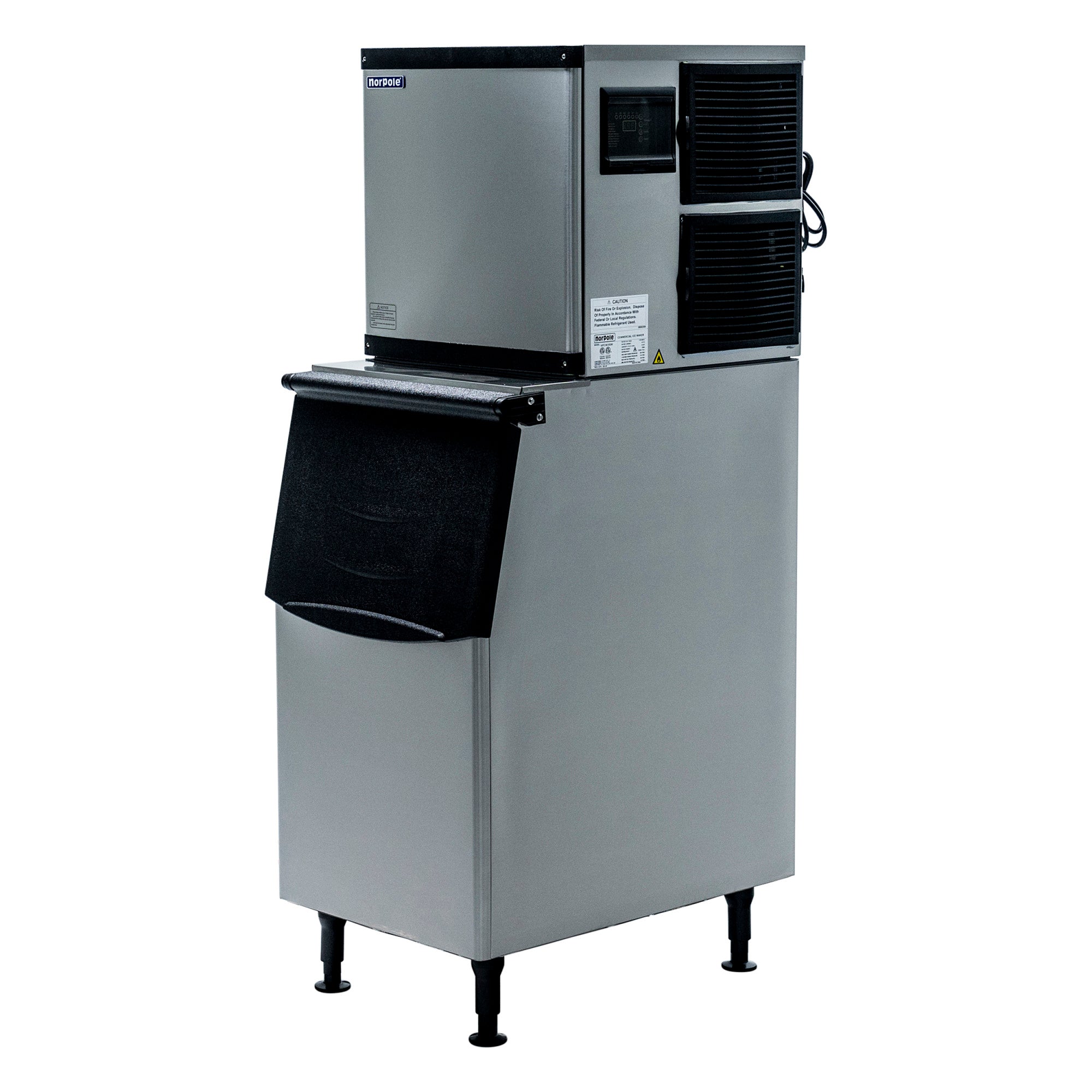 350 lbs. Freestanding Commercial Ice Maker in Stainless Steel with Bin