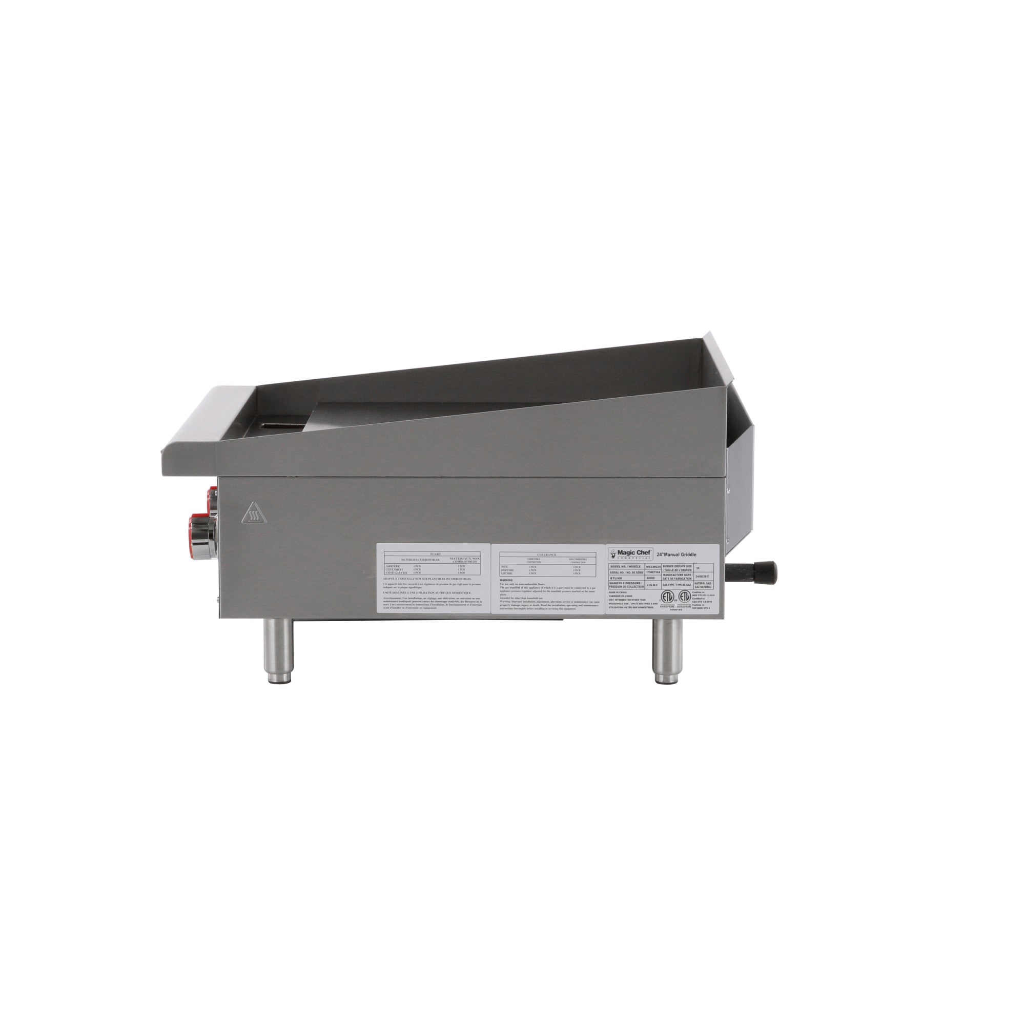 24 in. Commercial Natural Gas Manual Countertop Griddle in Stainless Steel