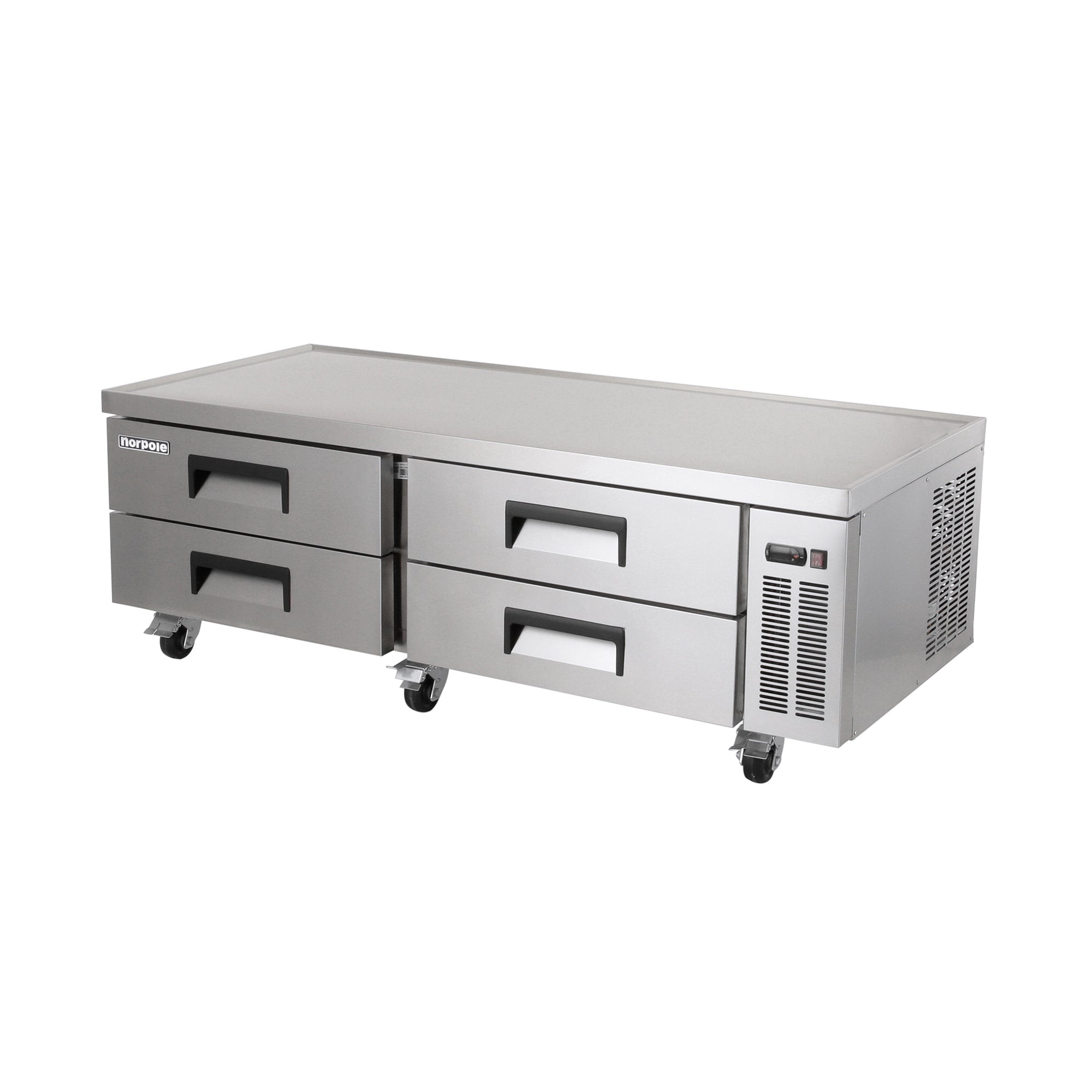 72 in Wide, 16 cu. ft. 4-Drawer Chef Base Commercial Refrigerator in Stainless Steel