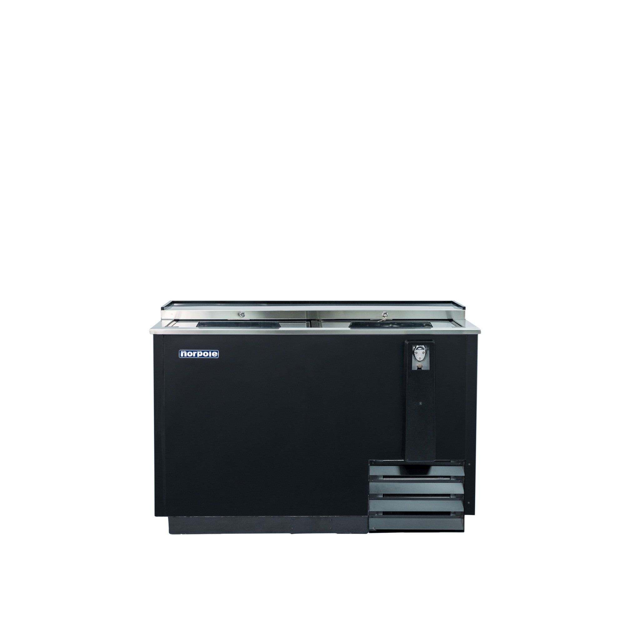 50 in. W 16 cu. ft. Commercial Beverage Cooler Refrigerator with Sliding Door in Black