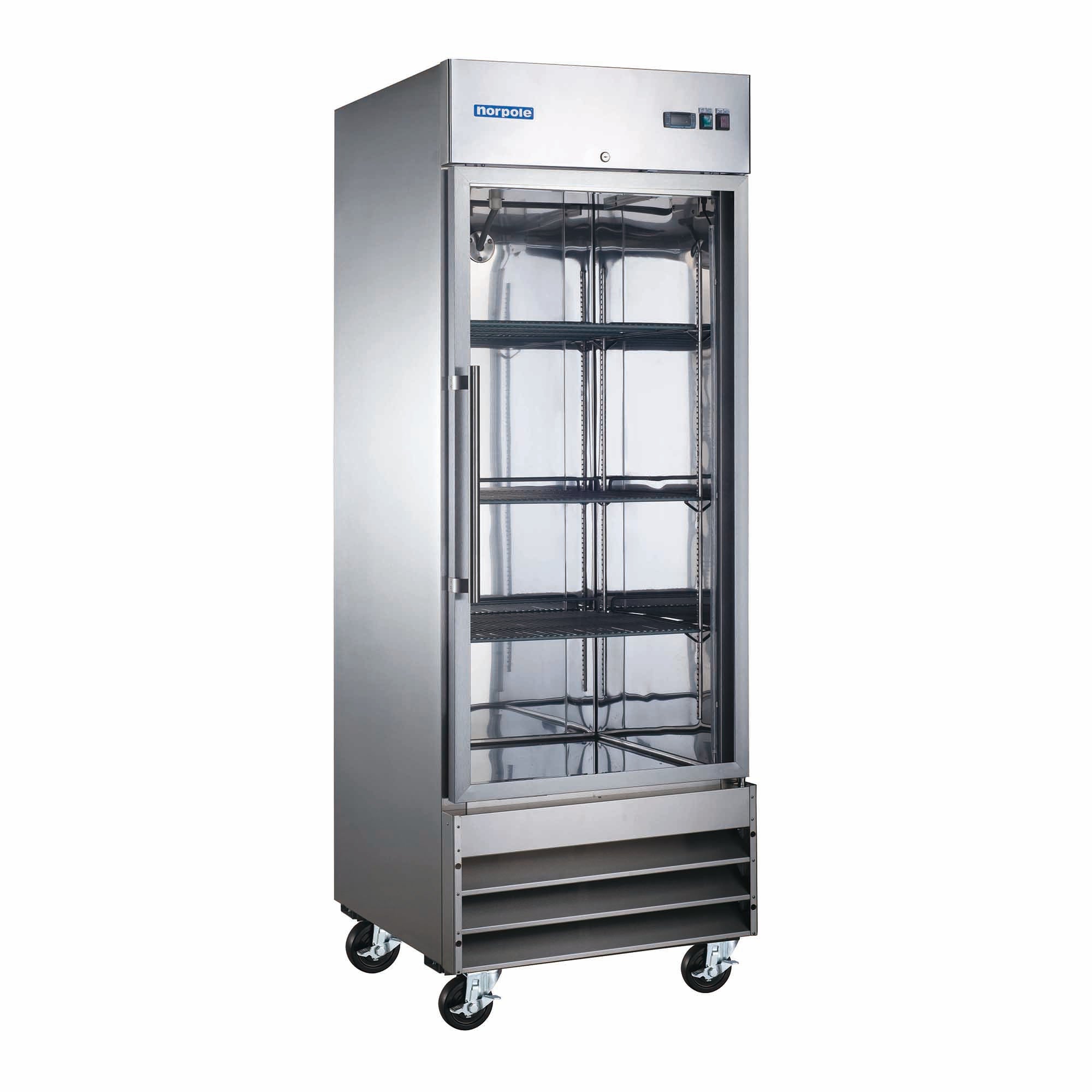 29 in. 23 cu. ft. Frost Free Defrost Upright Freezer Reach-In Stainless Steel Single Glass Door