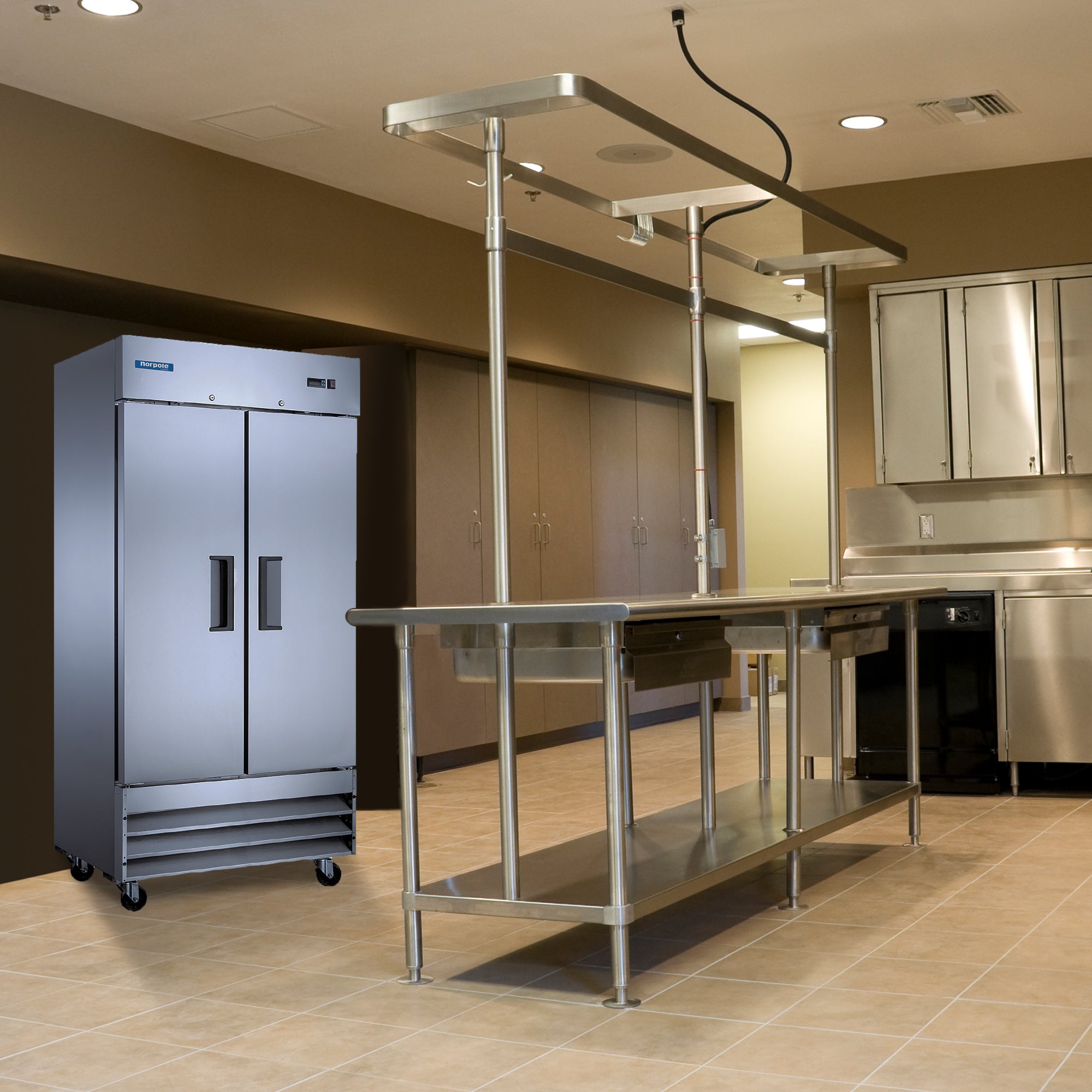 27.6 cu. ft. Commercial Auto Defrost Double Door Upright Freezer in Stainless Steel