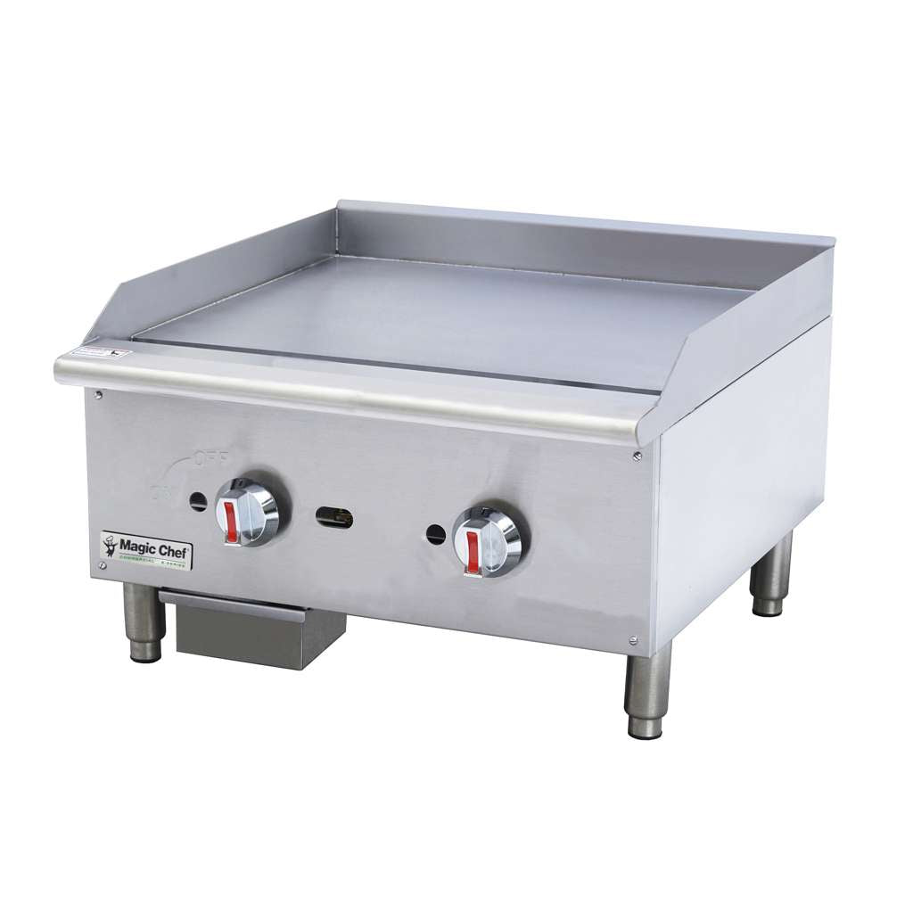 24 in. Commercial Natural Gas Manual Countertop Griddle in Stainless Steel