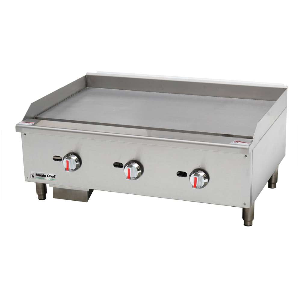 36 in. Commercial Natural Gas Manual Countertop Griddle in Stainless Steel