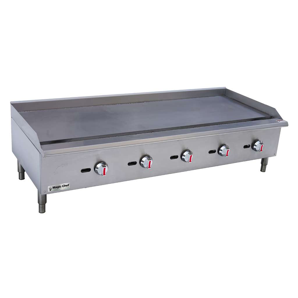 60 in. Commercial Natural Gas Manual Countertop Griddle in Stainless Steel