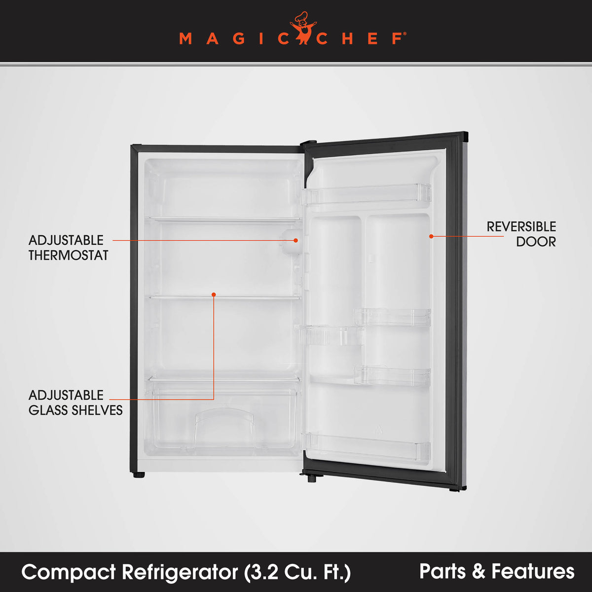 3.2 cu. ft. Mini Refrigerator in Stainless Steel