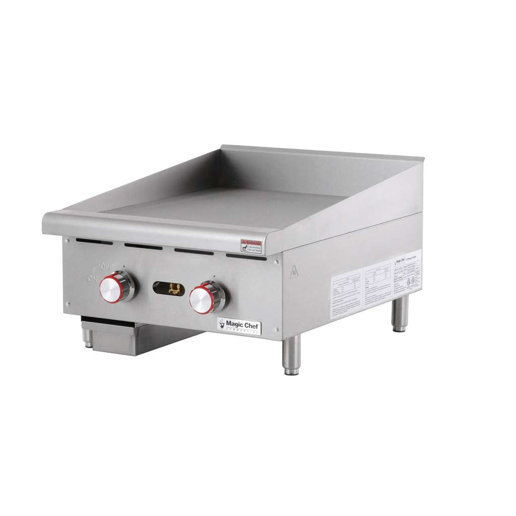 24 in. Commercial Natural Gas Manual Countertop Griddle in Stainless Steel