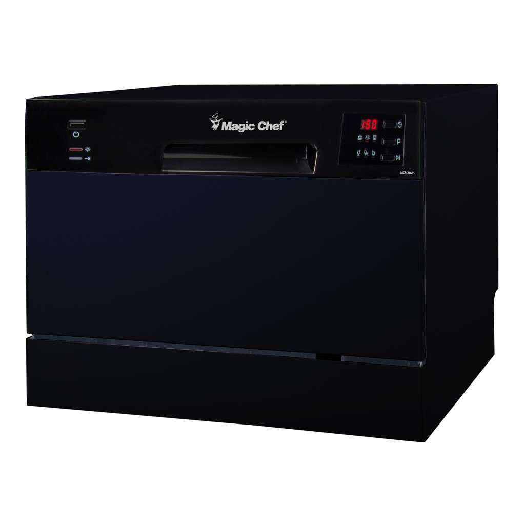 21 in. Countertop Dishwasher with 6-Cycles, 6 Place Settings Capacity in Black