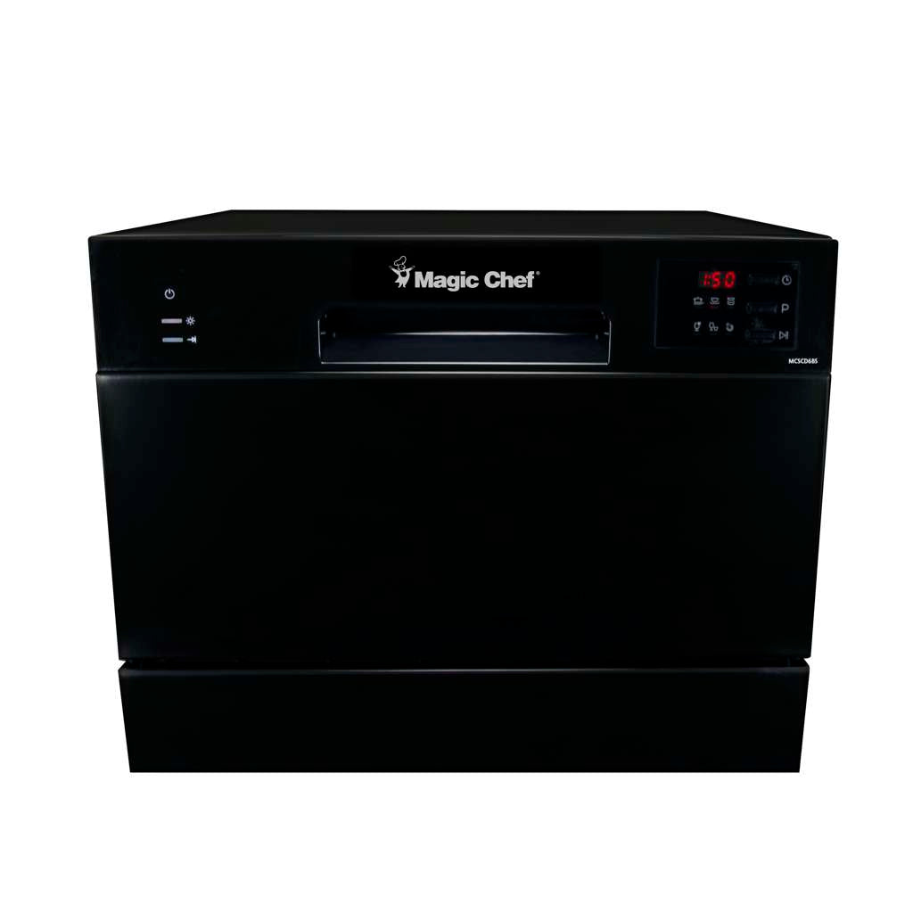 21 in. Countertop Dishwasher with 6-Cycles, 6 Place Settings Capacity in Black
