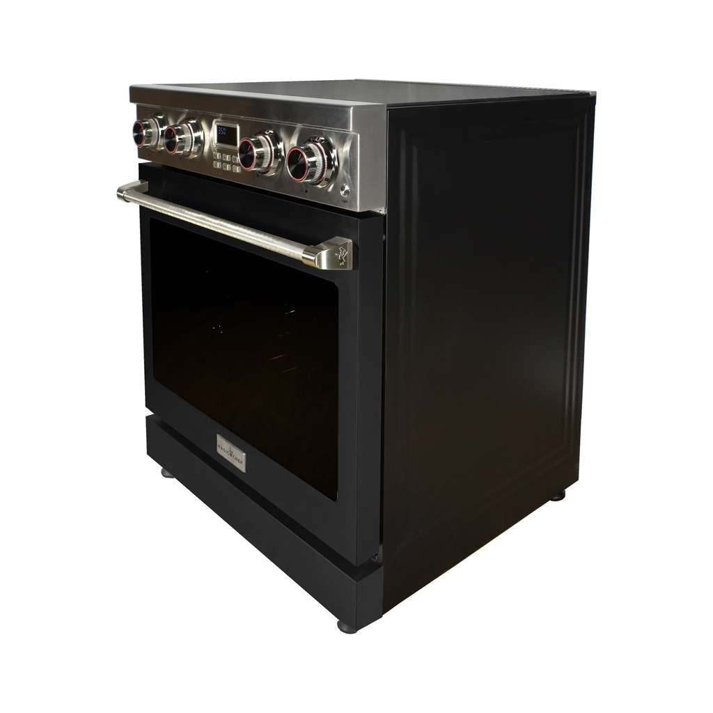 Pro-Style 30 in. 4-Element Slide-In Electric Range with Convection in Stainless with Black Door