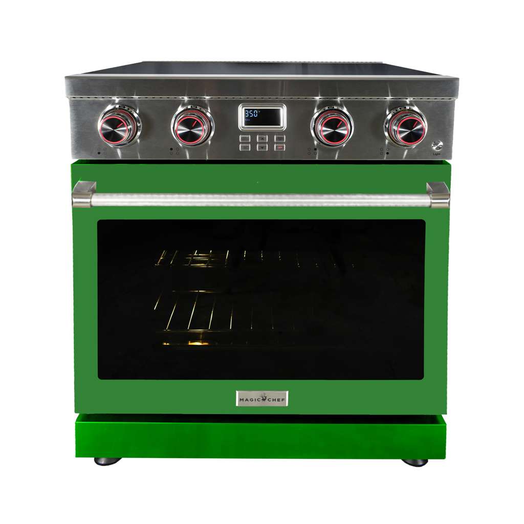 Pro-Style 30 in. 4-Element Slide-In Electric Range with Convection in Stainless with Green Door