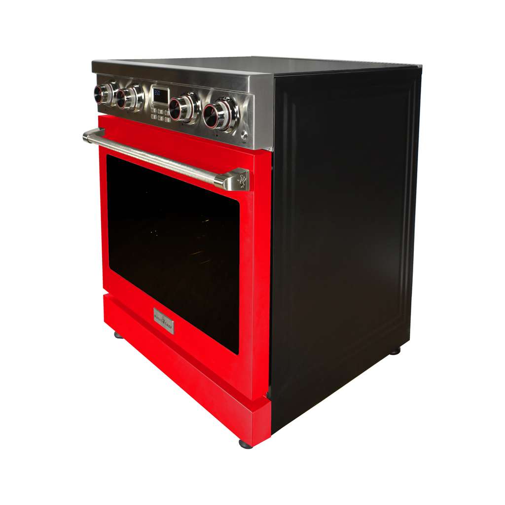 Pro-Style 30 in. 4-Element Slide-In Electric Range with Convection in Stainless with Red Door