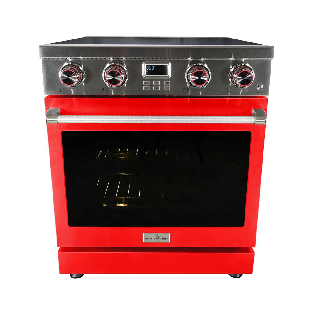 Pro-Style 30 in. 4-Element Slide-In Electric Range with Convection in Stainless with Red Door