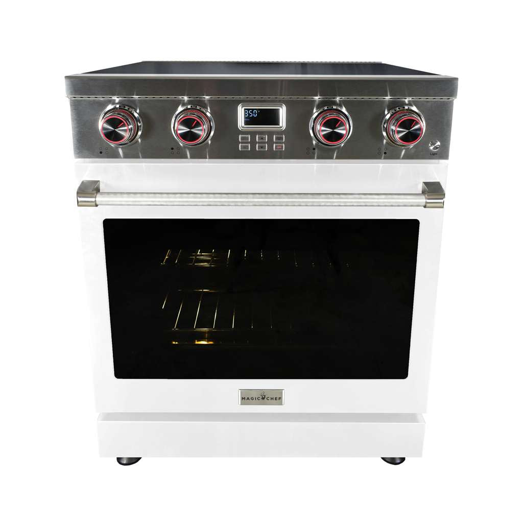 Pro-Style 30 in. 4-Element Slide-In Electric Range with Convection in Stainless with White Door