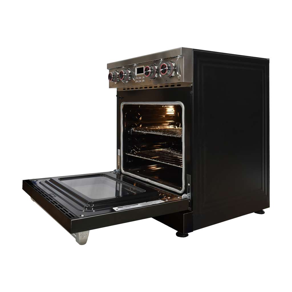Pro-Style 30 in. 4-Element Slide-In Gas Range with Convection in Stainless with Black Door