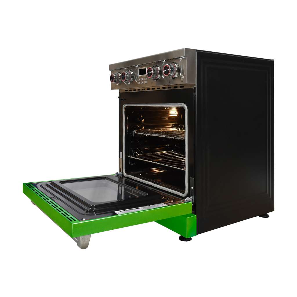Pro-Style 30 in. 4-Element Slide-In Gas Range with Convection in Stainless with Green Door