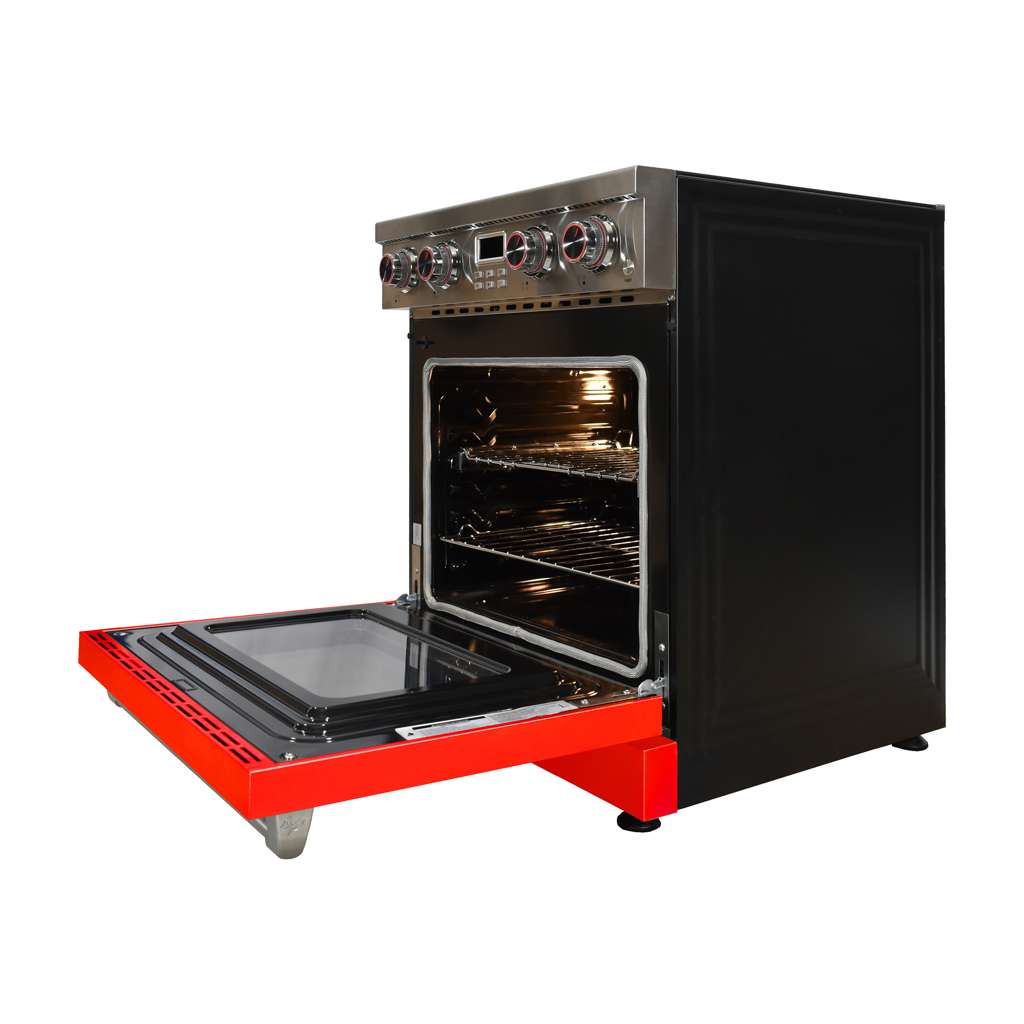 Pro-Style 30 in. 4-Element Slide-In Gas Range with Convection in Stainless with Red Door