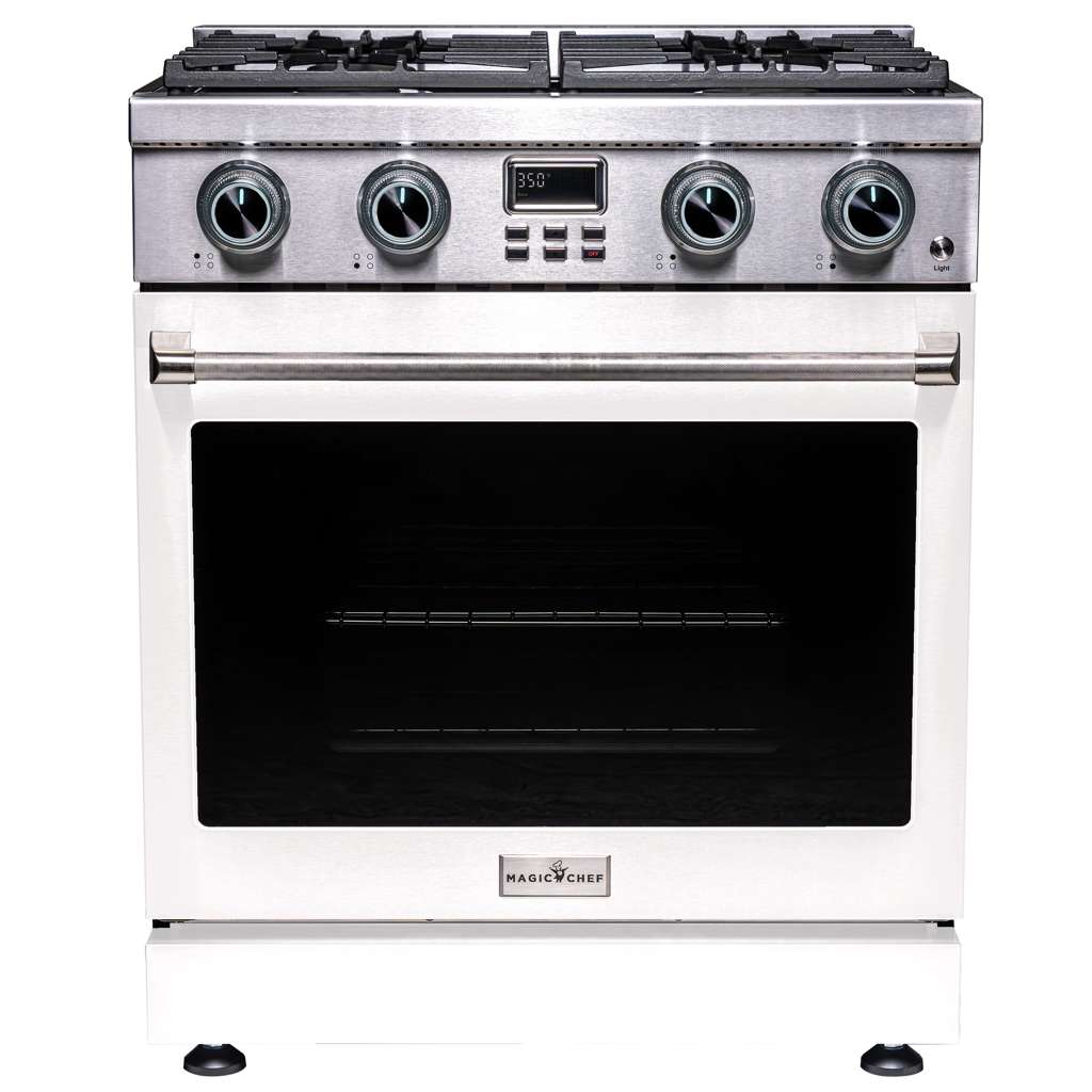 Pro-Style 30 in. 4-Element Slide-In Gas Range with Convection in Stainless with White Door