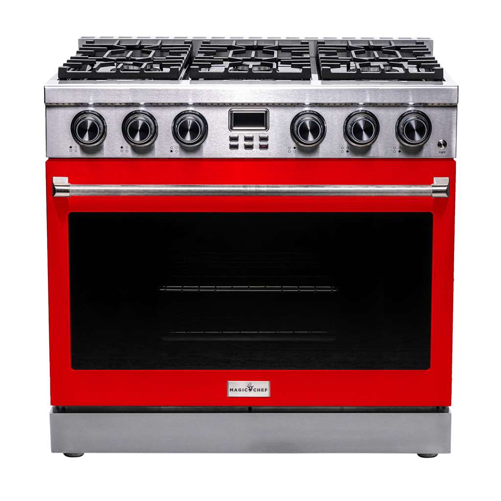 36 in. Gas Range with Red Door