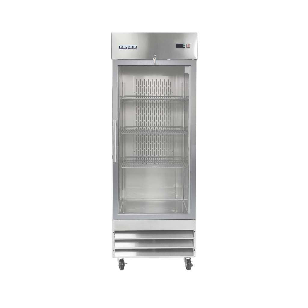29 in. 23 cu. ft. Frost Free Defrost Upright Freezer Reach-In Stainless Steel Single Glass Door