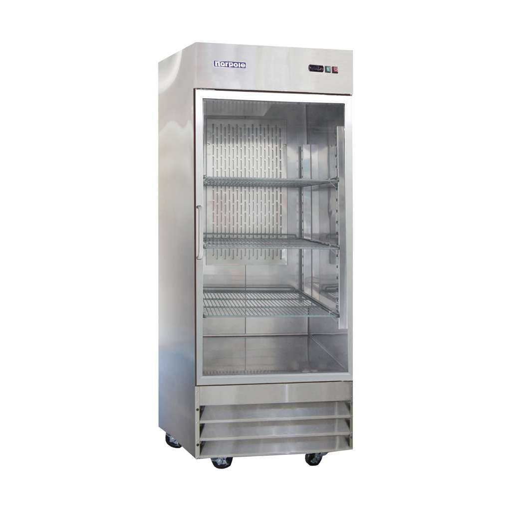 Commercial 29 in. 23 cu. ft. Single Glass Door Refrigerator in Stainless Steel