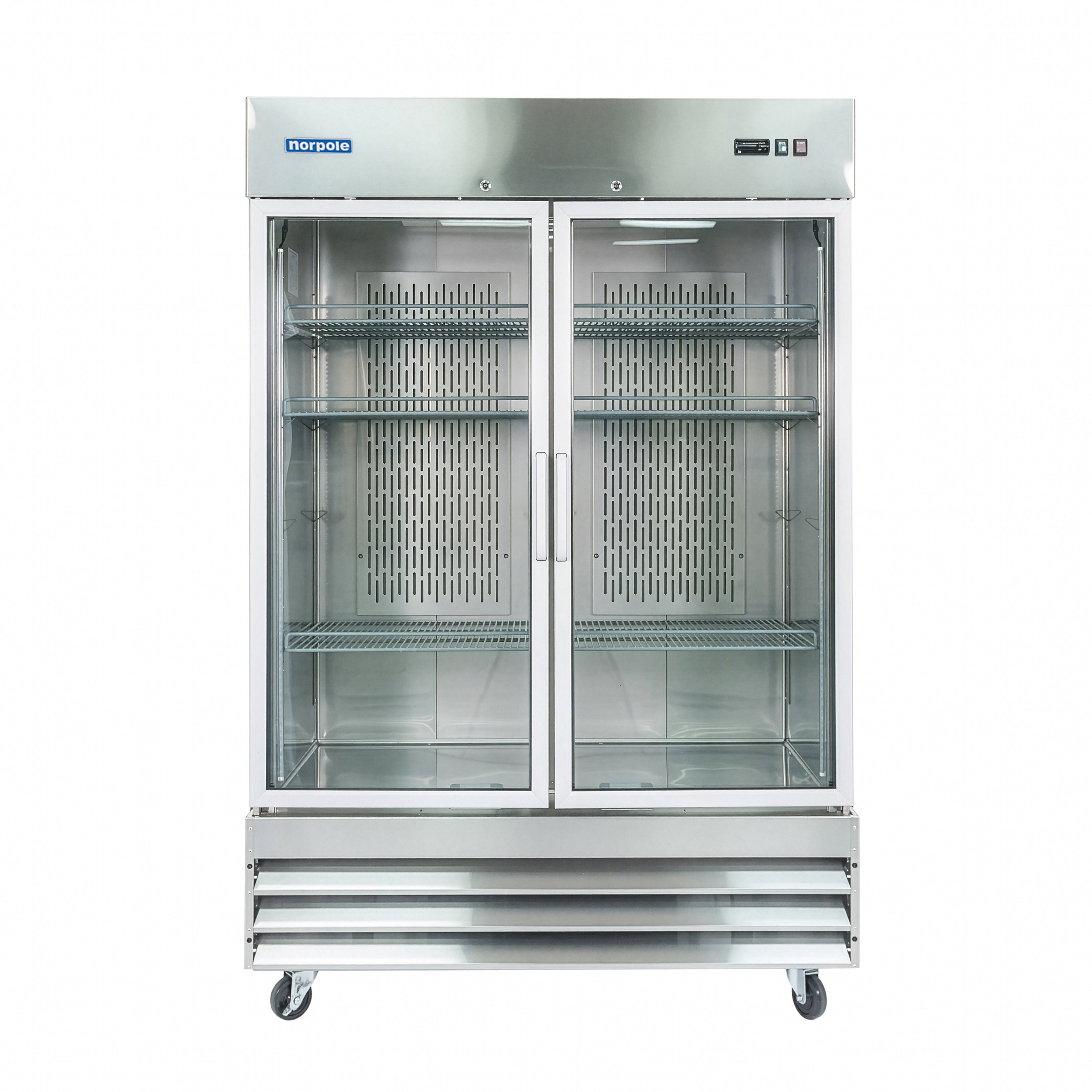 54 in. W 48 cu. ft. 2-Glass Door Reach-In Commercial Refrigerator in Stainless