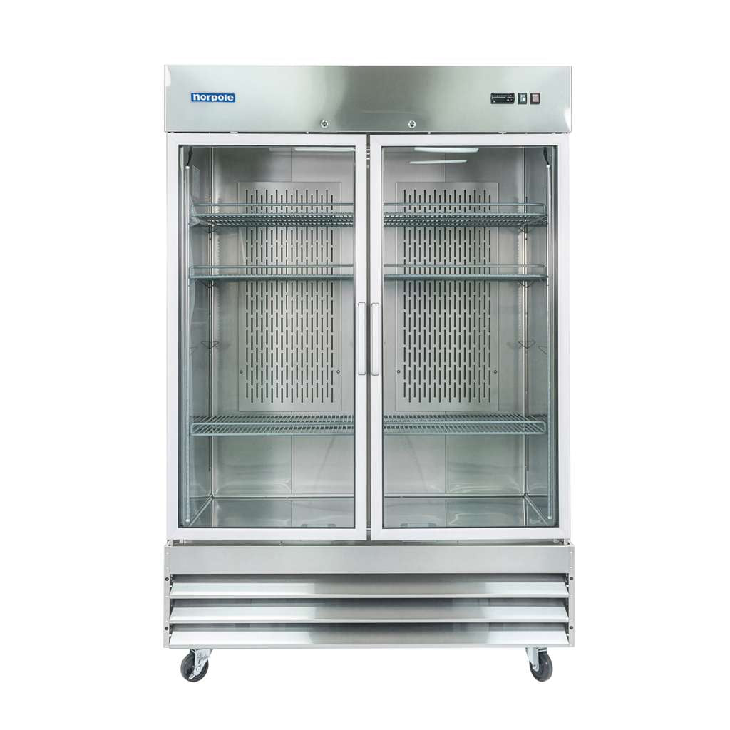 54 in. W 48 cu. ft. 2-Glass Door Reach-In Commercial Refrigerator in Stainless