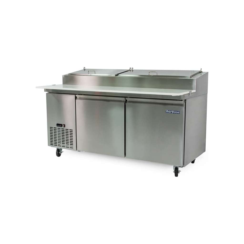 Commercial 16 cu. ft. 2-Door Pizza Prep Table Refrigerator in Stainless Steel