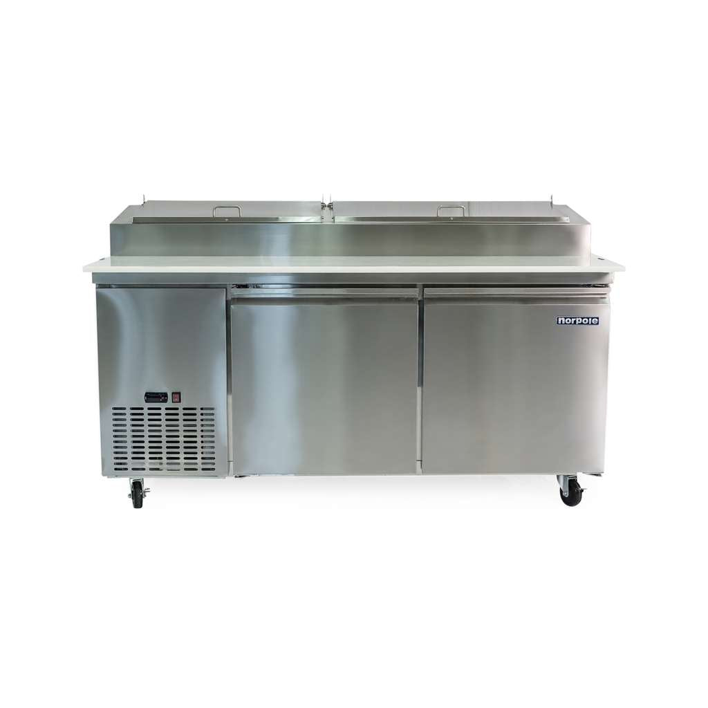 Commercial 16 cu. ft. 2-Door Pizza Prep Table Refrigerator in Stainless Steel