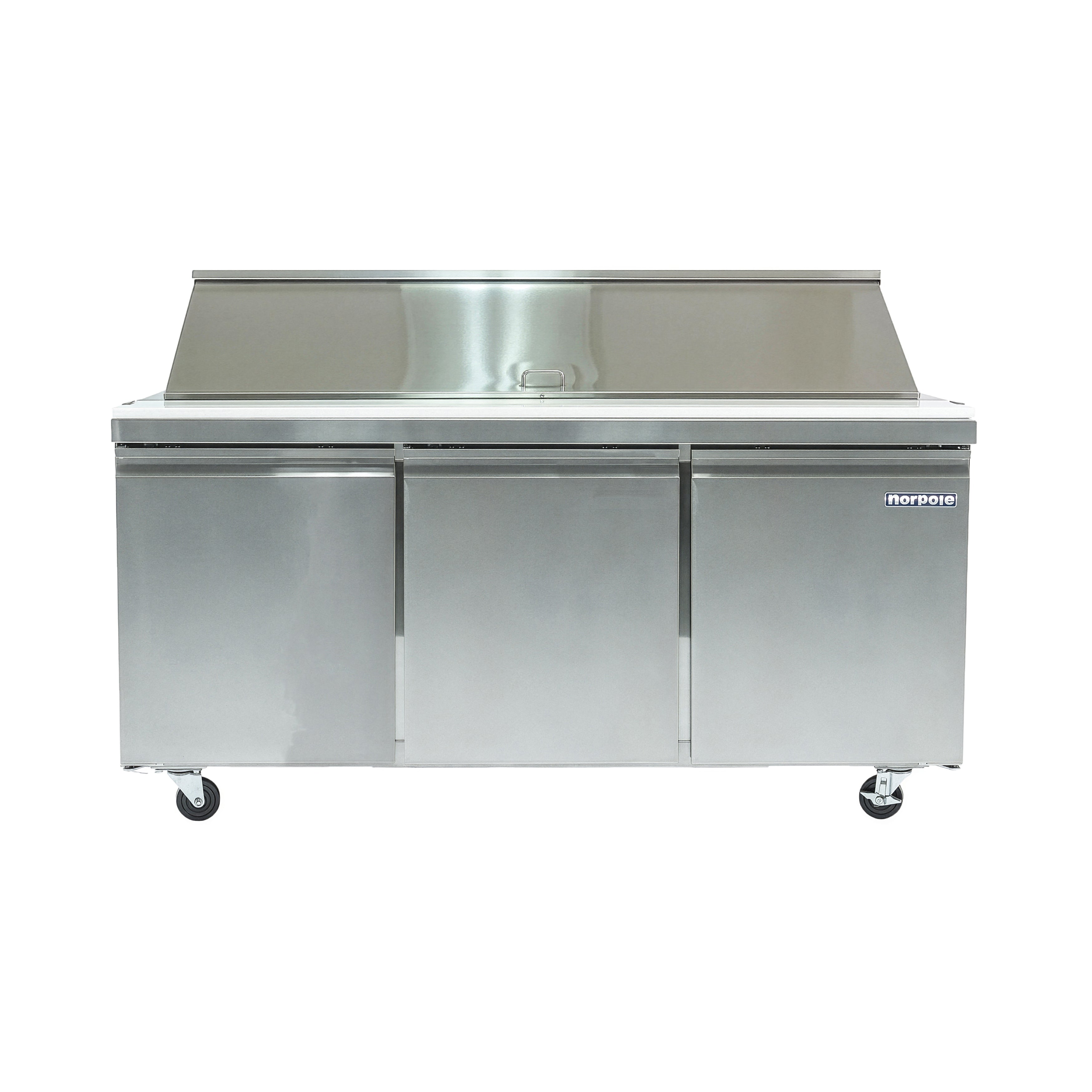 70 in. W 15.5 cu. ft. 3-Door Mega Top Sandwich-Salad Prep Table Stainless Steel