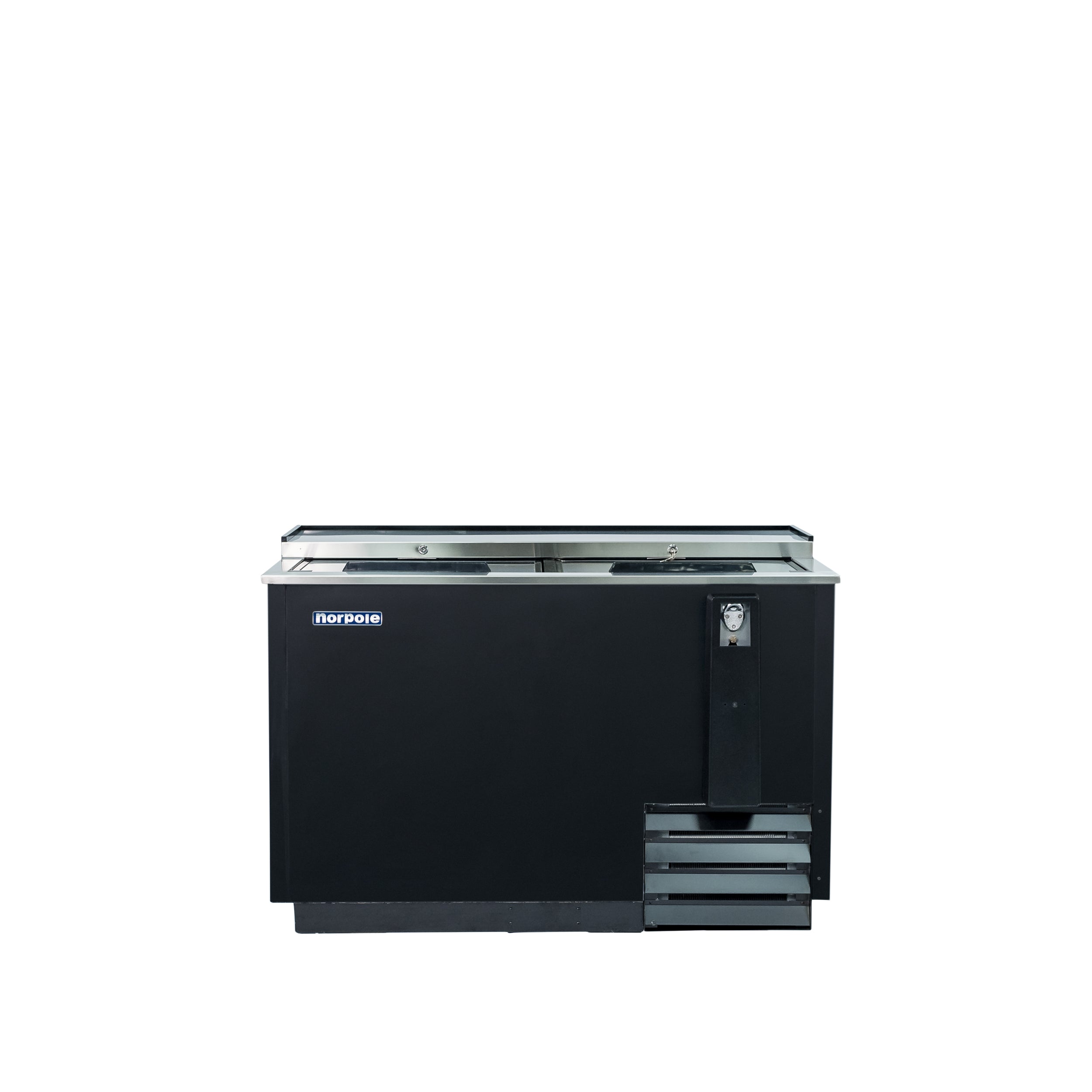 50 in. W 16 cu. ft. Commercial Beverage Cooler Refrigerator with Sliding Door in Black