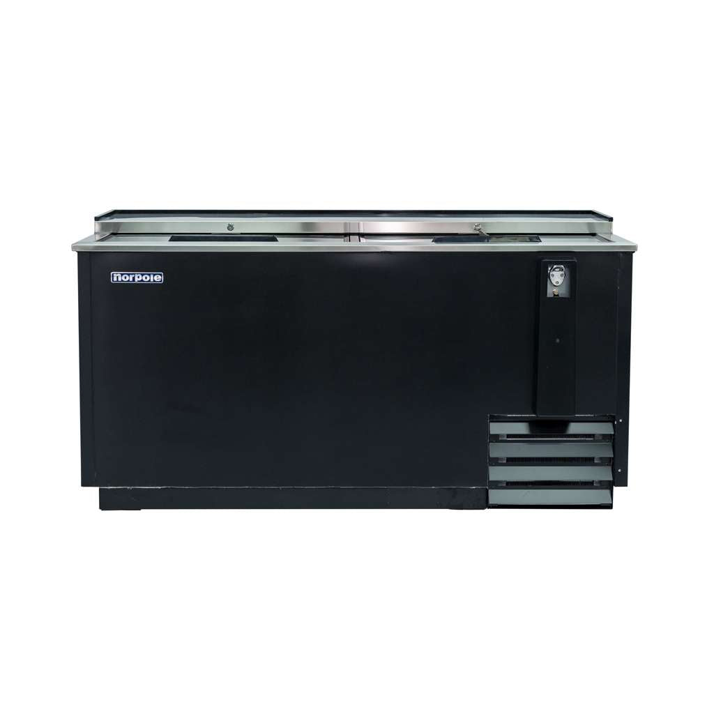 65 in. W 18 cu. ft. Sliding Door Beer Cooler in Black