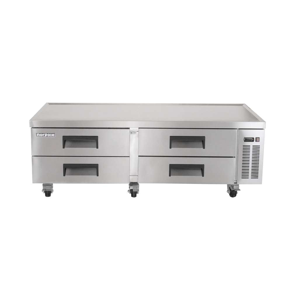 72 in Wide, 16 cu. ft. 4-Drawer Chef Base Commercial Refrigerator in Stainless Steel