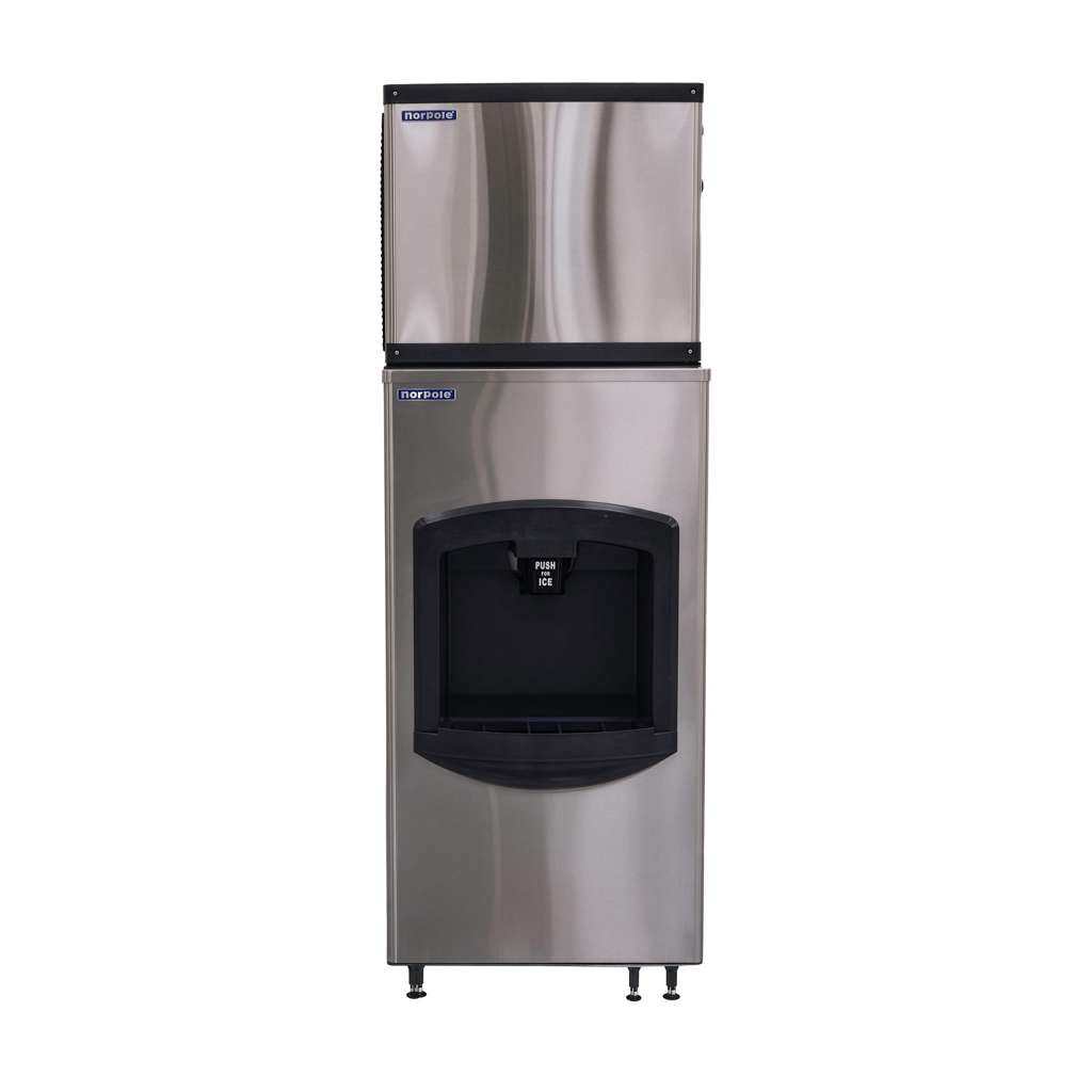 Commercial 500 lbs. Freestanding Ice Maker with Dispensing Bin in Stainless Steel