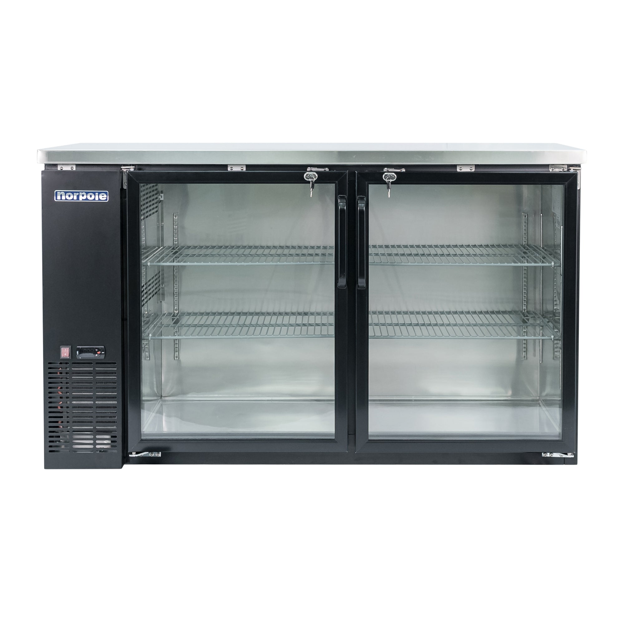 16 cu. ft. 2-Glass Door Under Bar Refrigerator, Black