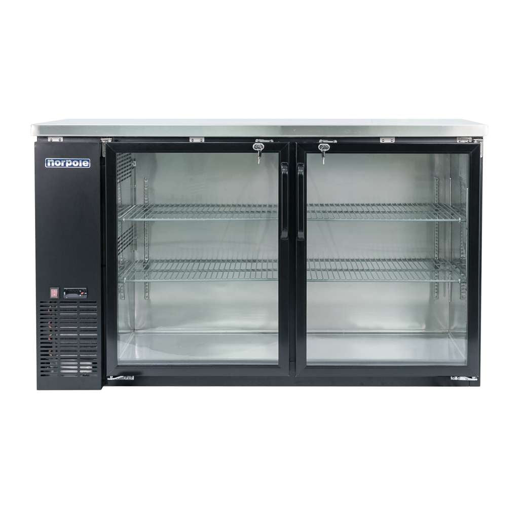 16 cu. ft. 2-Glass Door Under Bar Refrigerator, Black