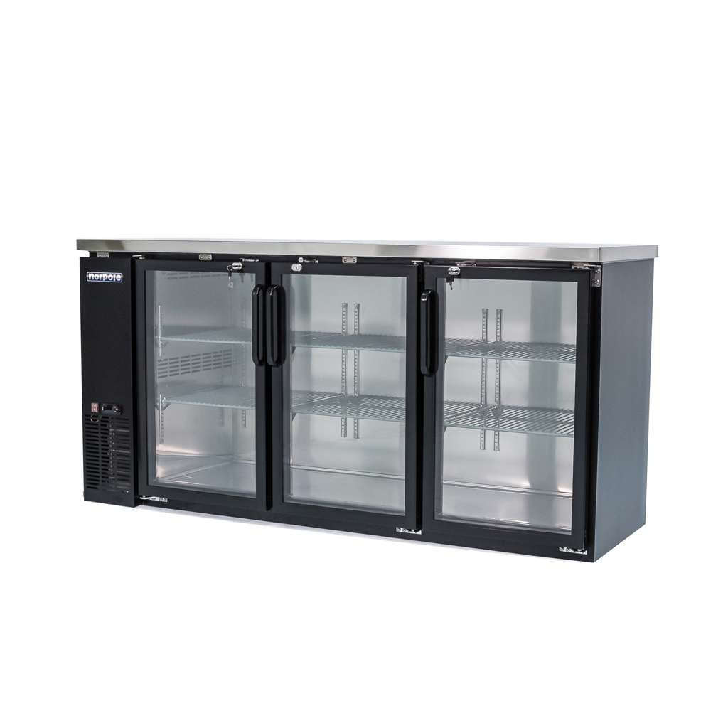 Commercial 72 in. 20 cu. ft. 3-Door Under Bar Refrigerator in Black