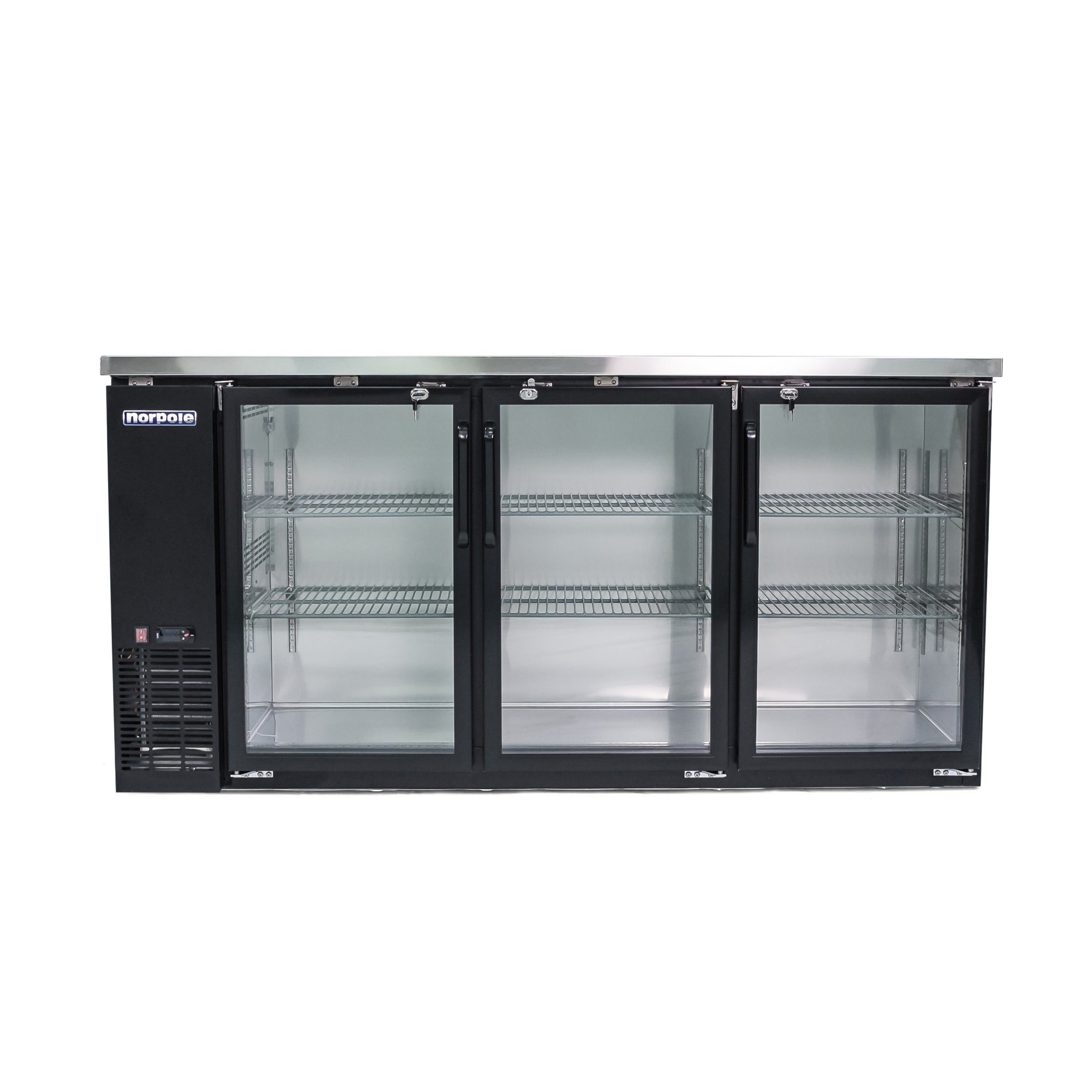 72 in. 20 cu. ft. 3-Door Under Bar Refrigerator in. Black