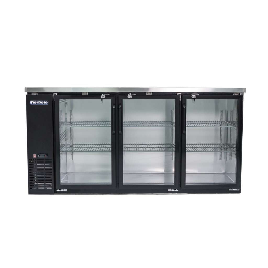 72 in. 20 cu. ft. 3-Door Under Bar Refrigerator in. Black