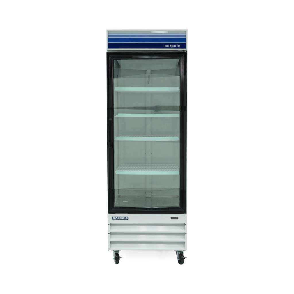 28 in. W 23 cu. ft. Single Swing Glass Door Commercial Refrigerator in White