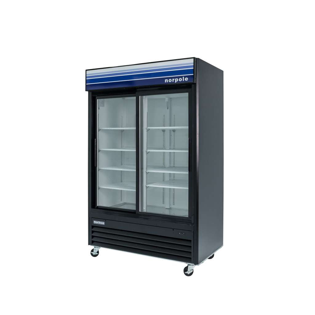 Commercial 45 cu. ft. 2-Sliding Glass Door Refrigerator in Black
