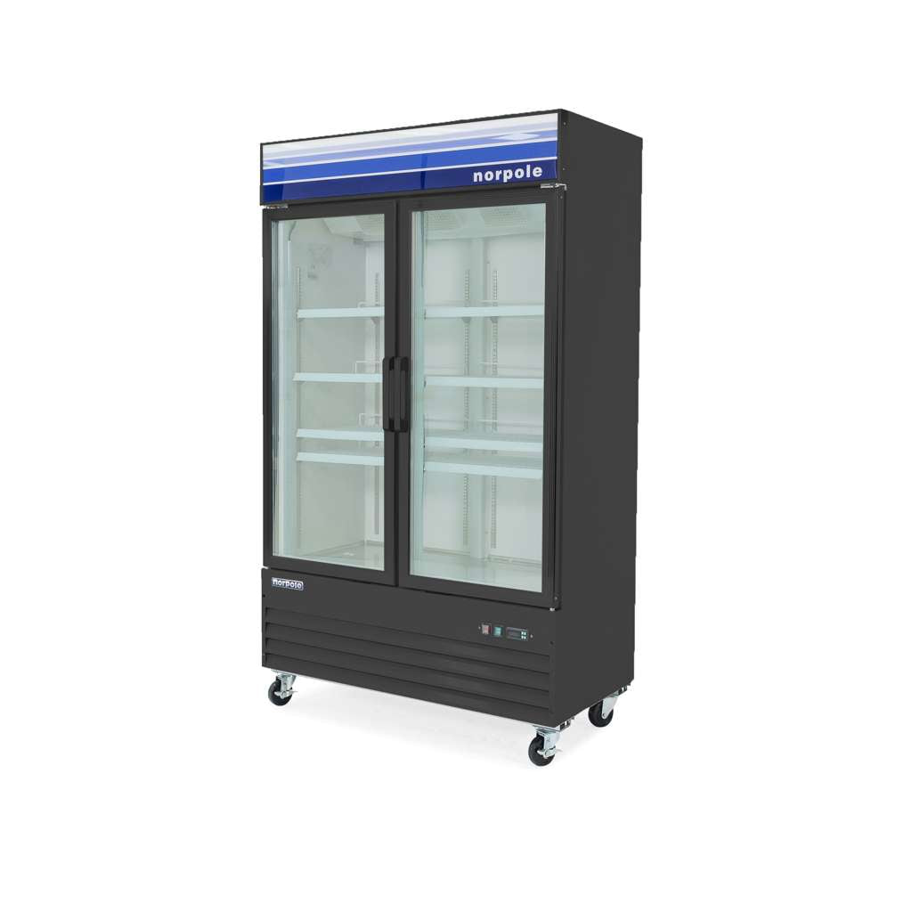 Commercial 53 in. 45 cu. ft. 2-Door Glass Merchandiser Refrigerator in Black