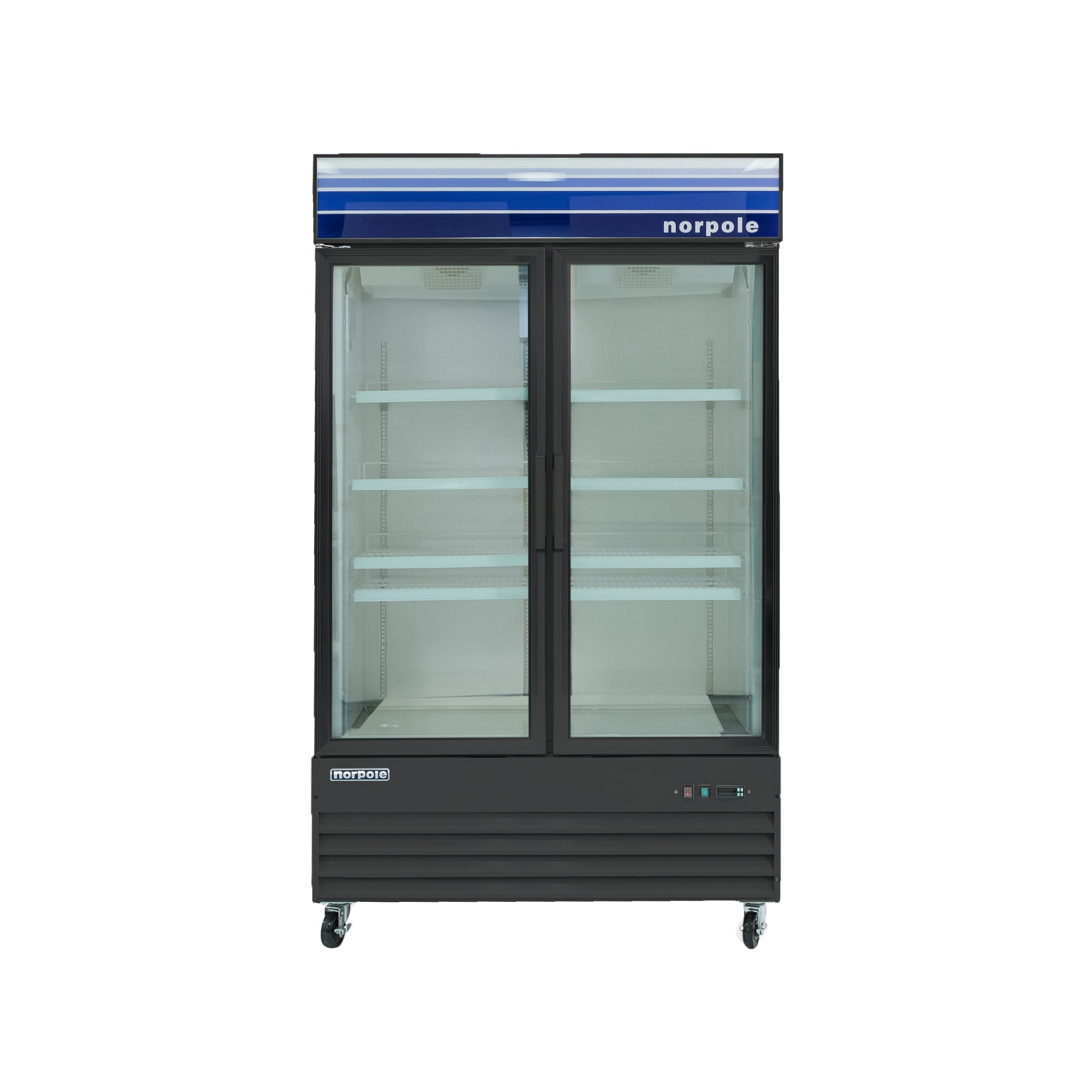 53 in. 45 cu. ft. 2-Door Merchandiser Commercial Freezerless Refrigerator in Black