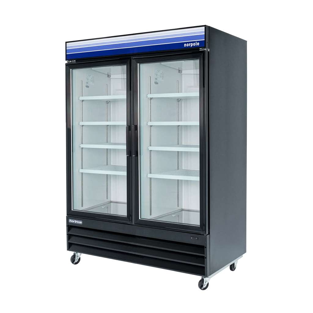 Commercial 29 cu. ft. 2-Door Glass Merchandiser Refrigerator in Black