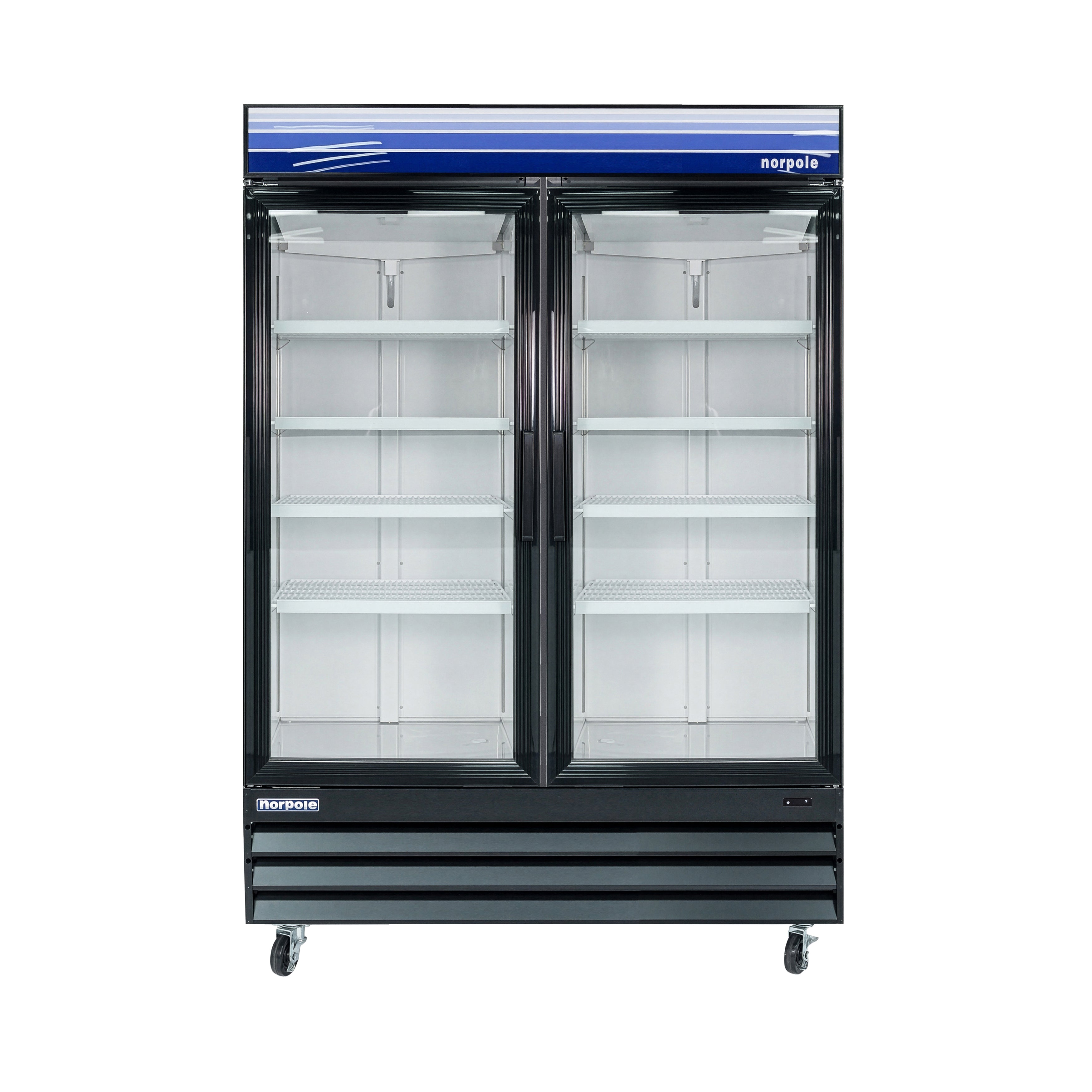 29 cu. ft. Commercial Double Door Merchandiser Freezerless Refrigerator in Black