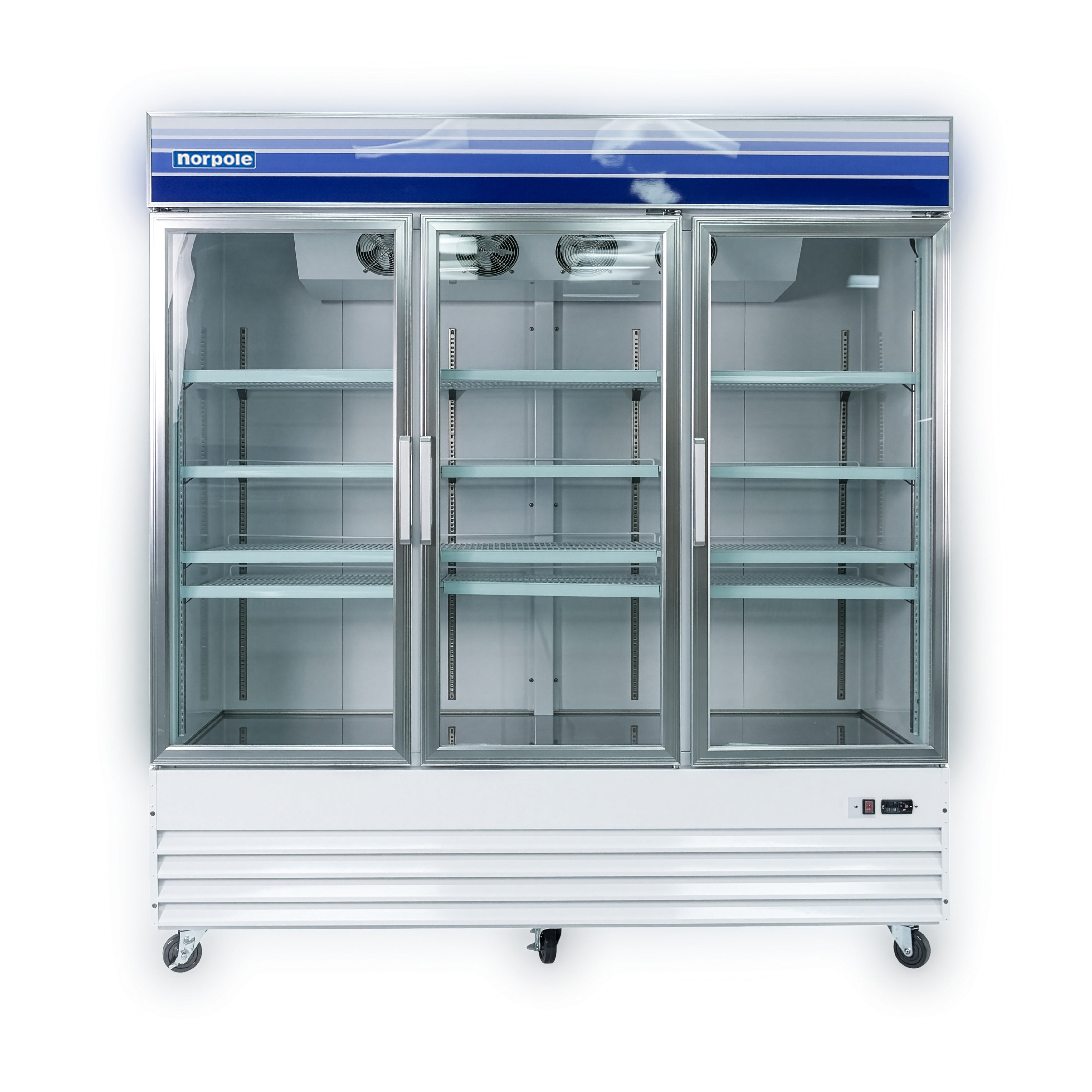 78 in. W 53 cu. ft. 3 Glass Door Reach-In Commercial Refrigerator in White
