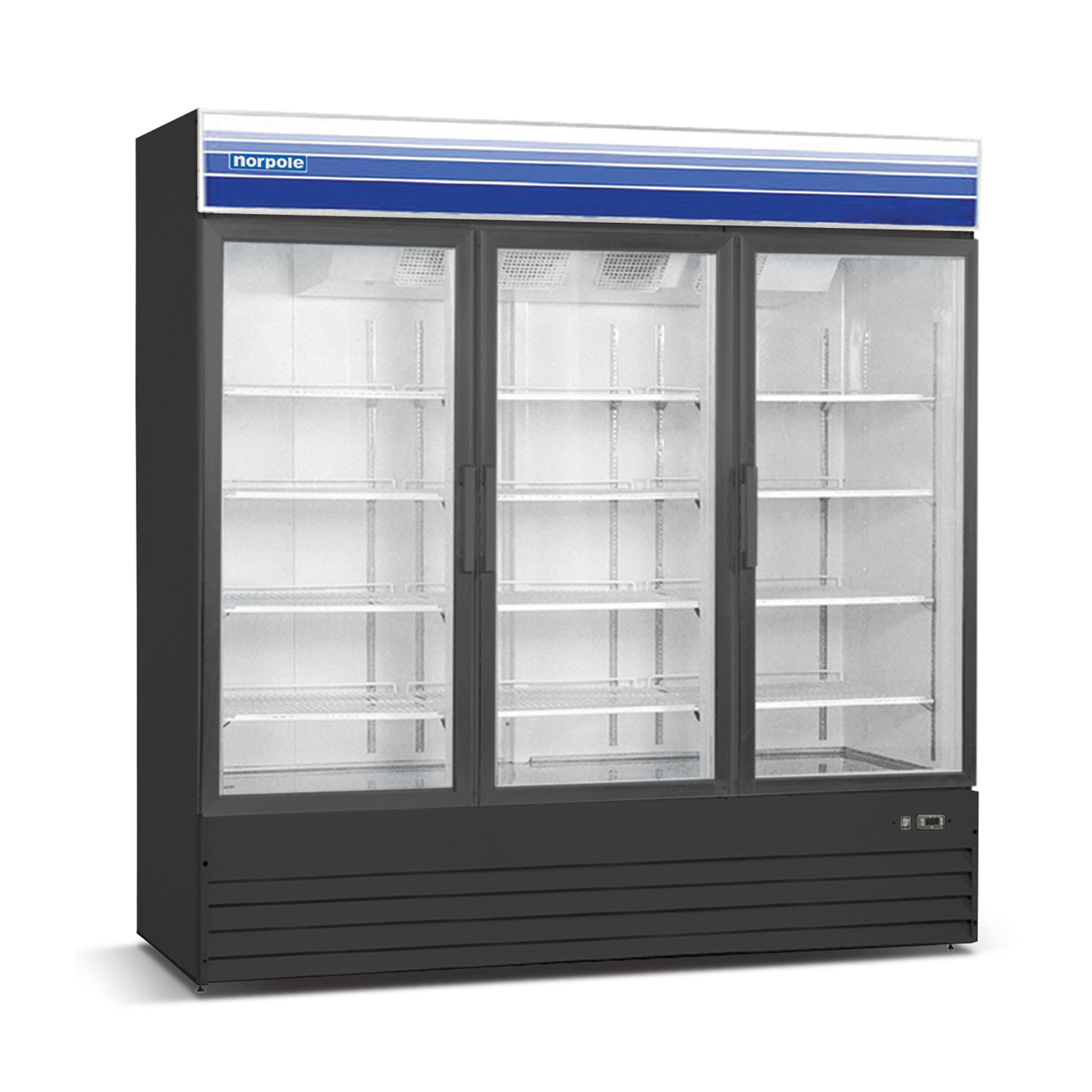 78 in. W 53 cu. ft. 3-Door Commercial Freezerless Refrigerator in Black