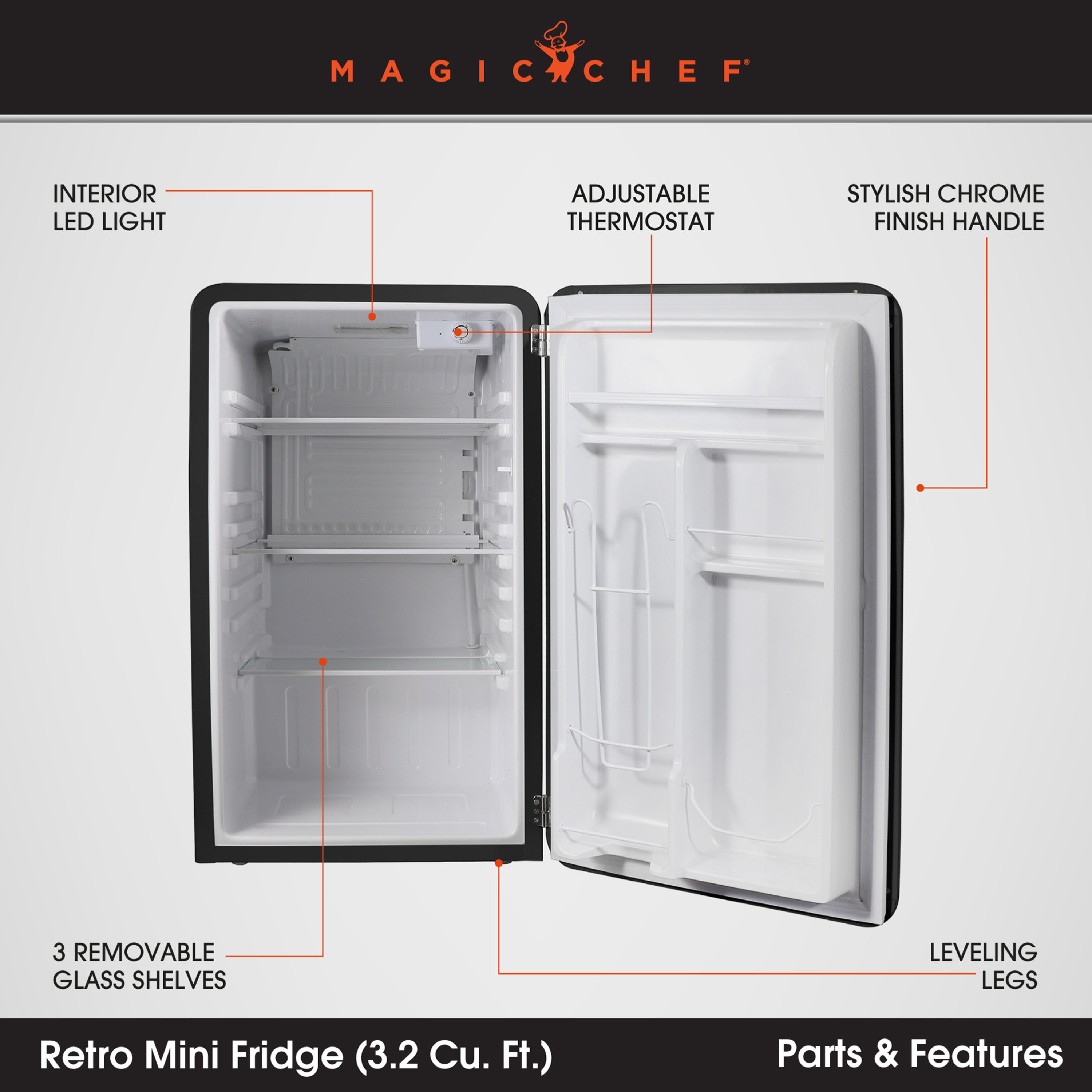 Magic Chef MCR32CHB Compact Refrigerator, Black on Fridge.com