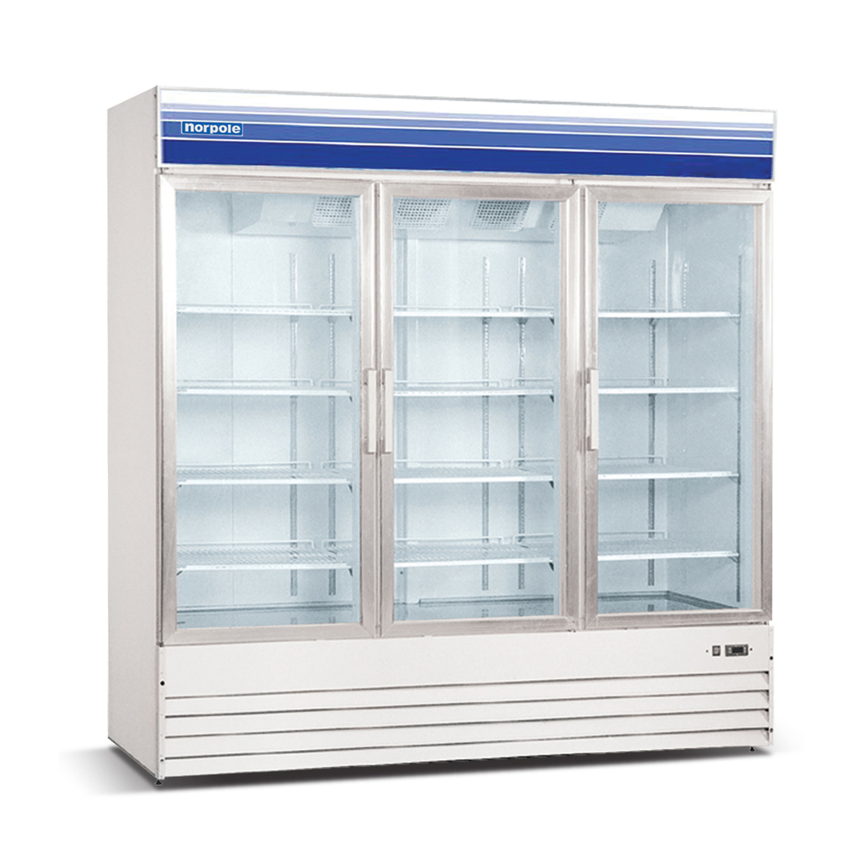 78 in. W 53 cu. ft. 3 Glass Door Reach-In Commercial Refrigerator in White