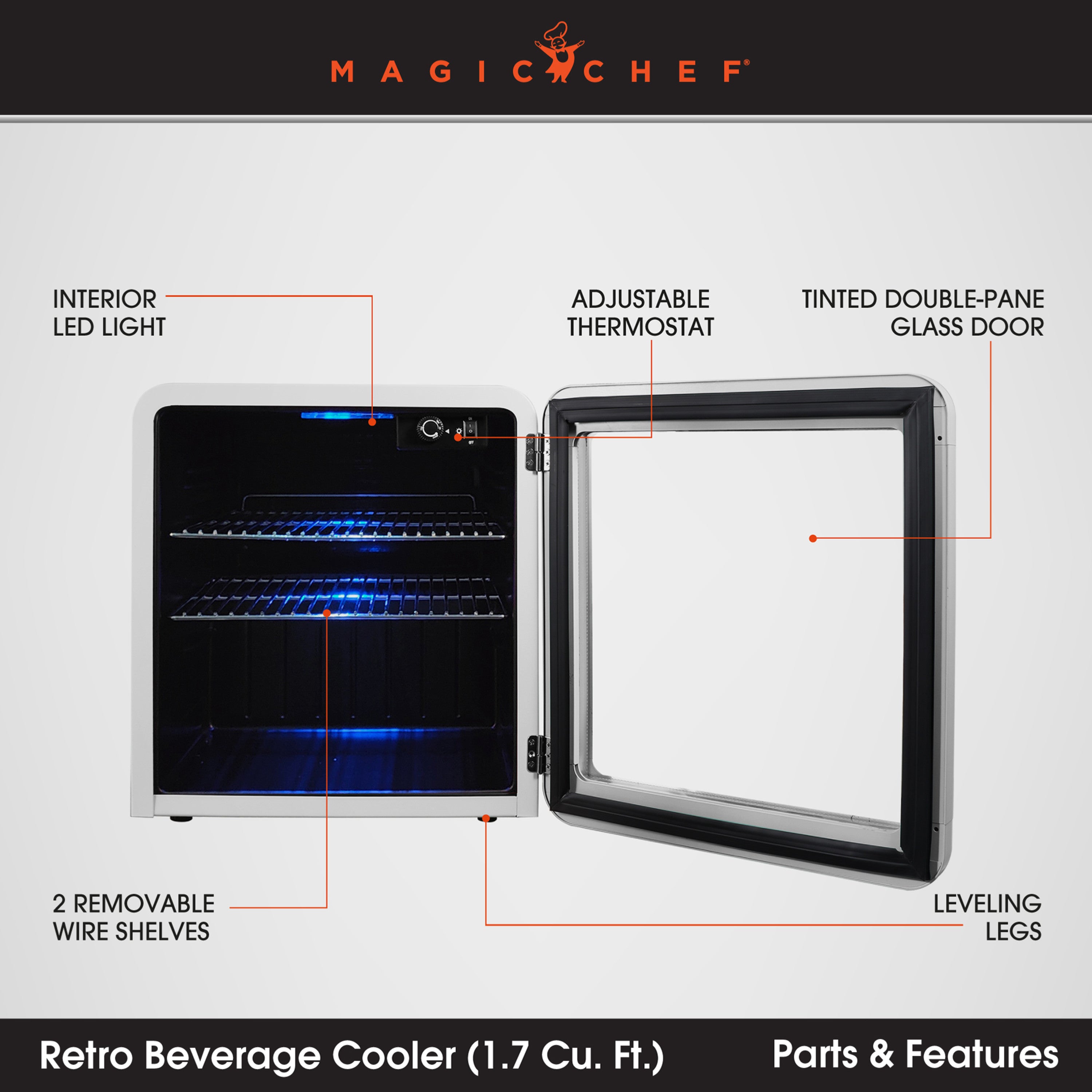 Magic Chef MCB17CHW Beverage Cooler, White on Fridge.com